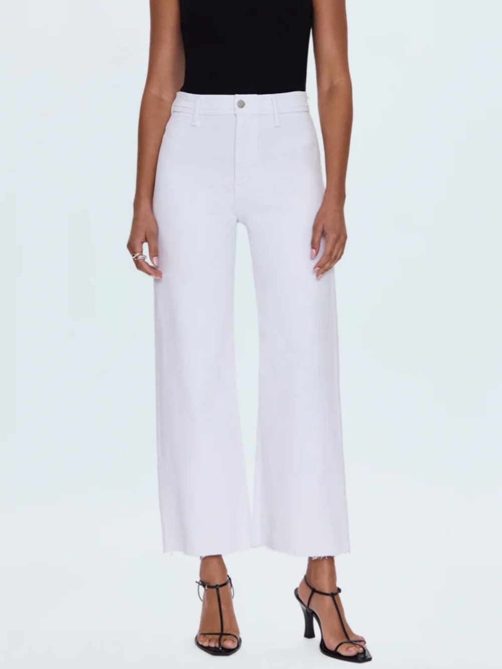Pistola Penny Crop Wide Leg High-Rise White Jeans 26